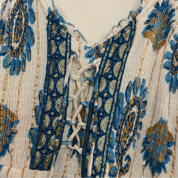 ME 2 MAGIC NWT Blue and White Floral Maxi Dress SIZE XL - Picture 2 of 6